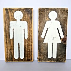 Handmade Farmhouse Bathroom Signs Men Women Wedding Restaurant Rustic 1902